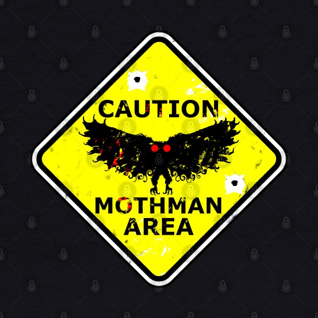 Caution Mothman Danger Sign Yellow Road Cryptid Funny by National Cryptid Society